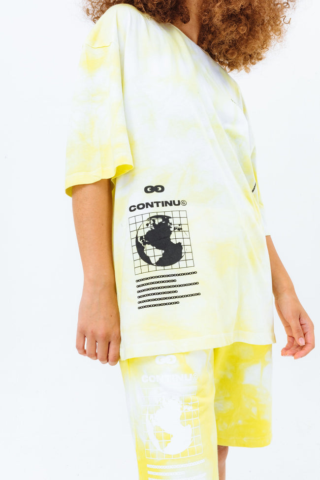 CONTINU8 YELLOW OVERSIZED PRINT T-SHIRT