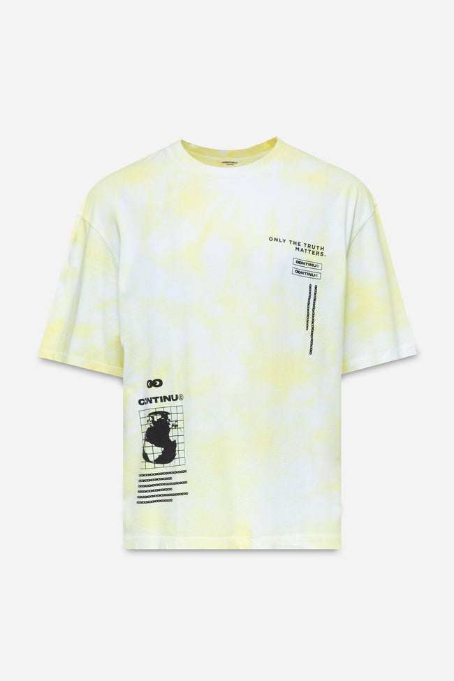 CONTINU8 YELLOW OVERSIZED PRINT T-SHIRT