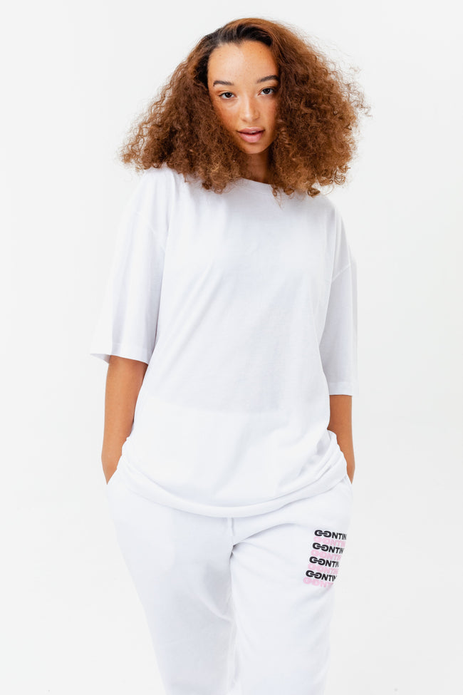 CONTINU8 WHITE OVERSIZED PRINT T-SHIRT