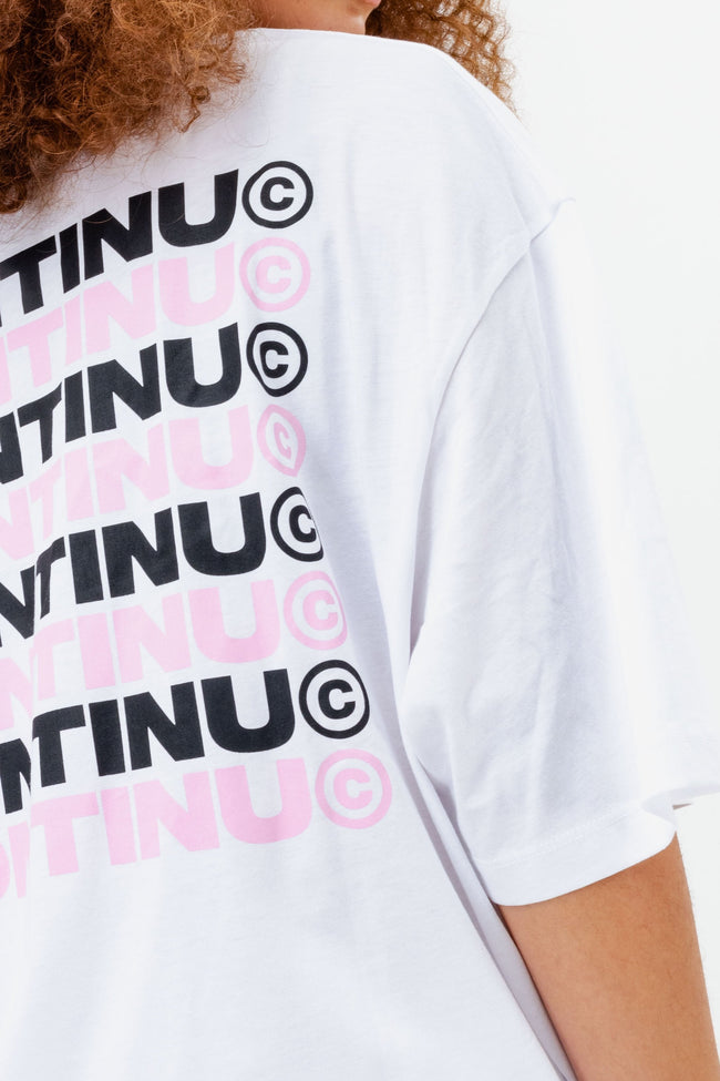 CONTINU8 WHITE OVERSIZED PRINT T-SHIRT