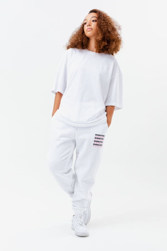 CONTINU8 WHITE OVERSIZED PRINT T-SHIRT