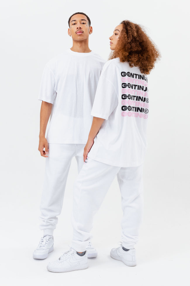 CONTINU8 WHITE OVERSIZED PRINT T-SHIRT