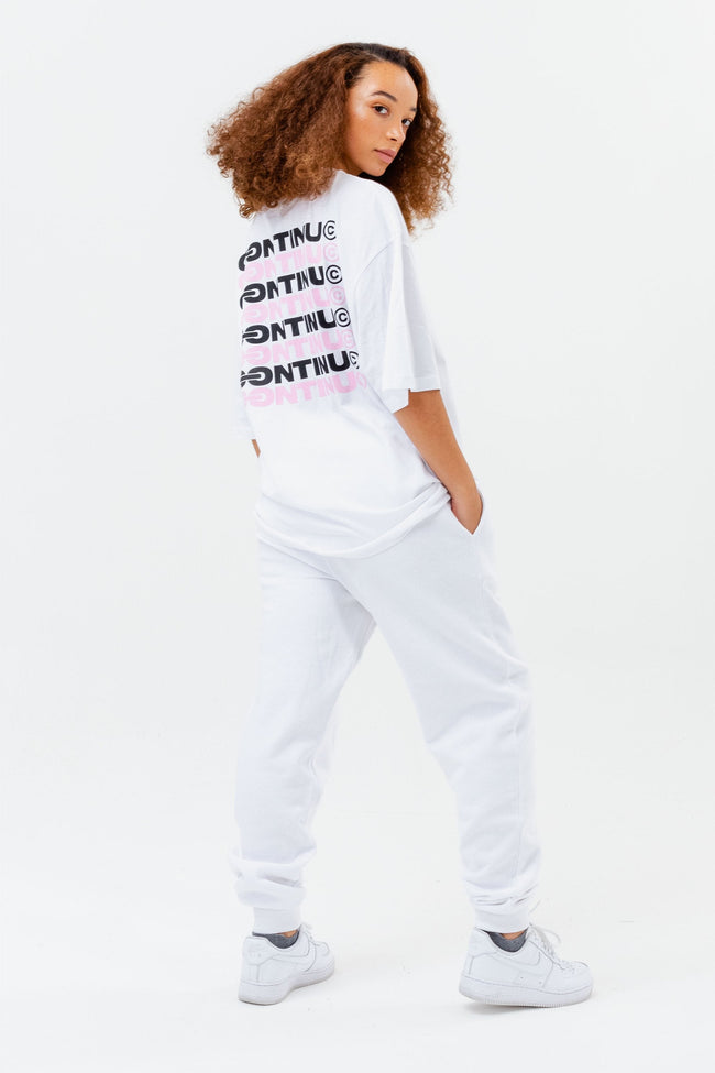 CONTINU8 WHITE OVERSIZED PRINT T-SHIRT