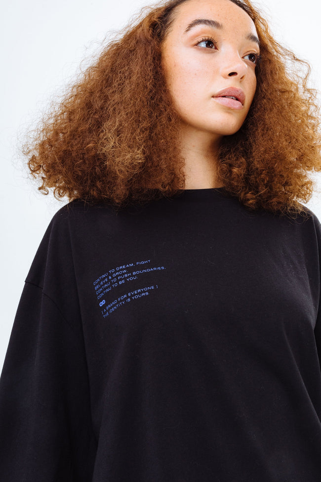 CONTINU8 BLACK OVERSIZED PRINT T-SHIRT