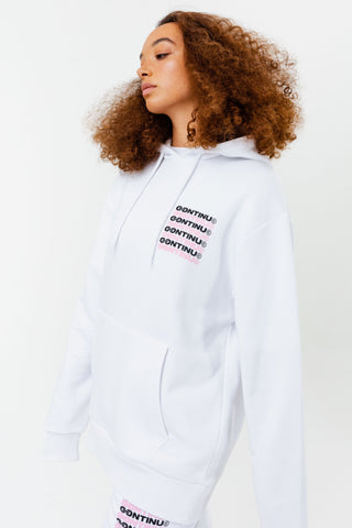 CONTINU8 WHITE OVERSIZED PULLOVER HOODIE