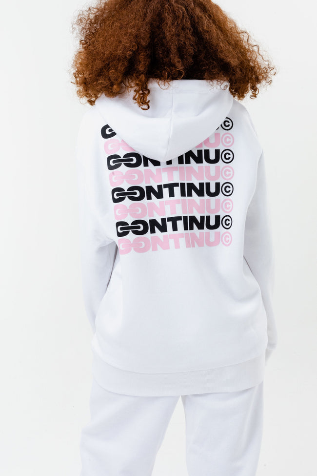 CONTINU8 WHITE OVERSIZED PULLOVER HOODIE