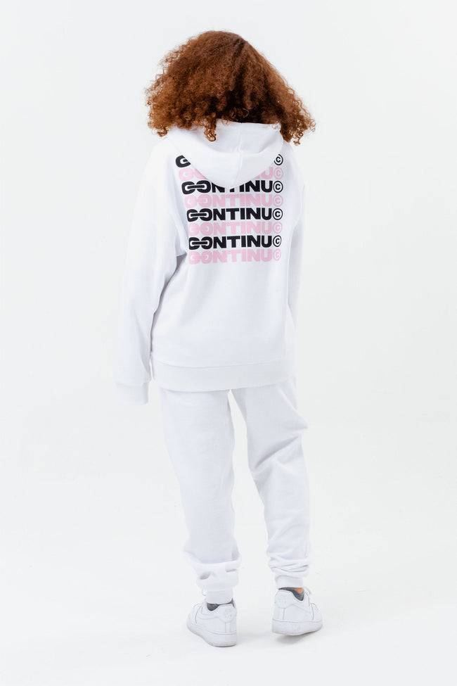 CONTINU8 WHITE OVERSIZED PULLOVER HOODIE