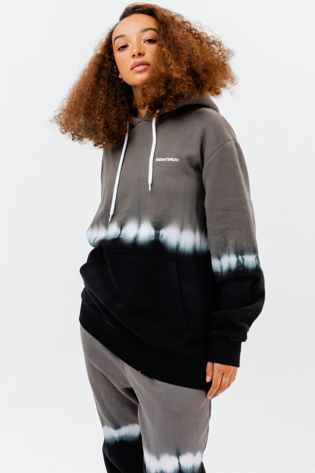 CONTINU8 GREY OVERSIZED TIE DYE HOODIE