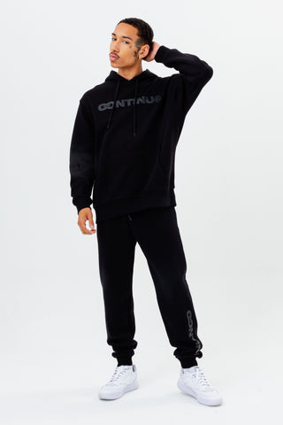 CONTINU8 BLACK OVERSIZED PULLOVER HOODIE