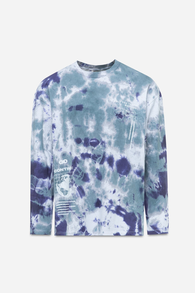 CONTINU8 BLUE PRINT LONG SLEEVE T-SHIRT