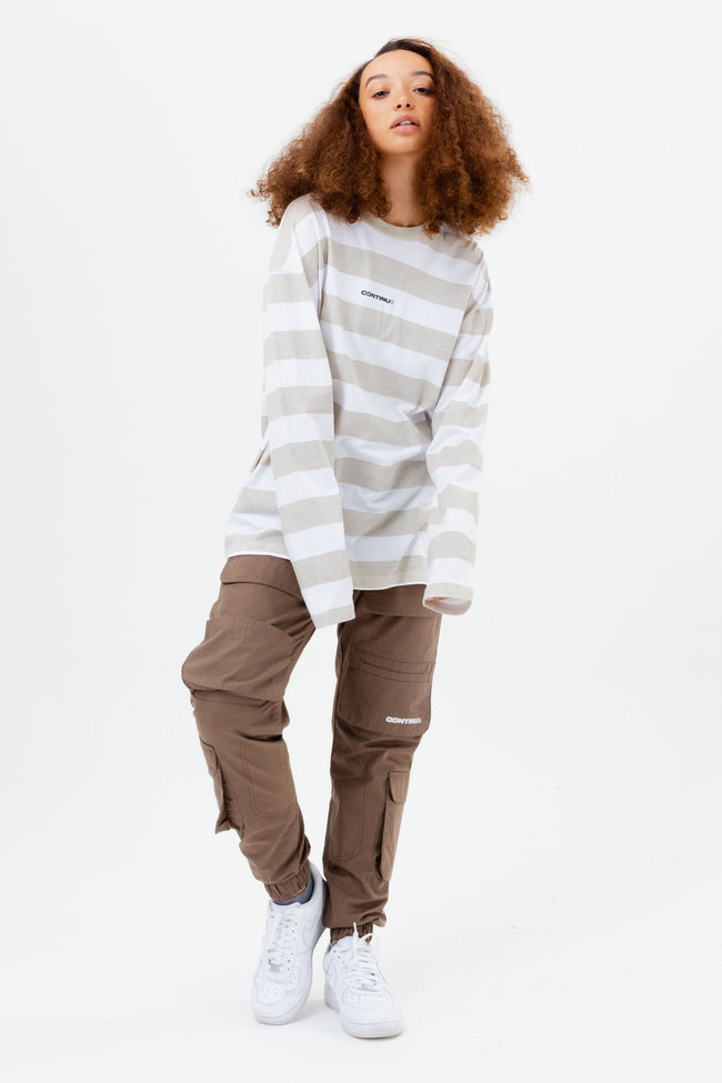 CONTINU8 BEIGE PRINT LONG SLEEVE T-SHIRT