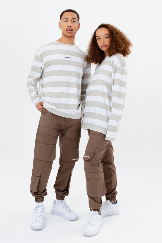 CONTINU8 BEIGE PRINT LONG SLEEVE T-SHIRT