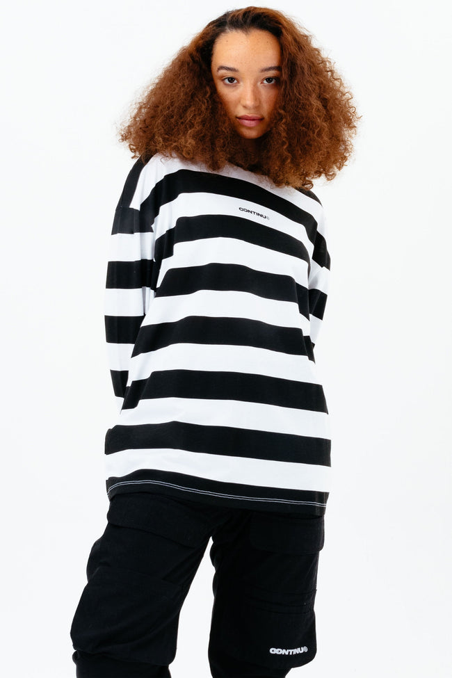 CONTINU8 BLACK STRIPE LONG SLEEVE T-SHIRT