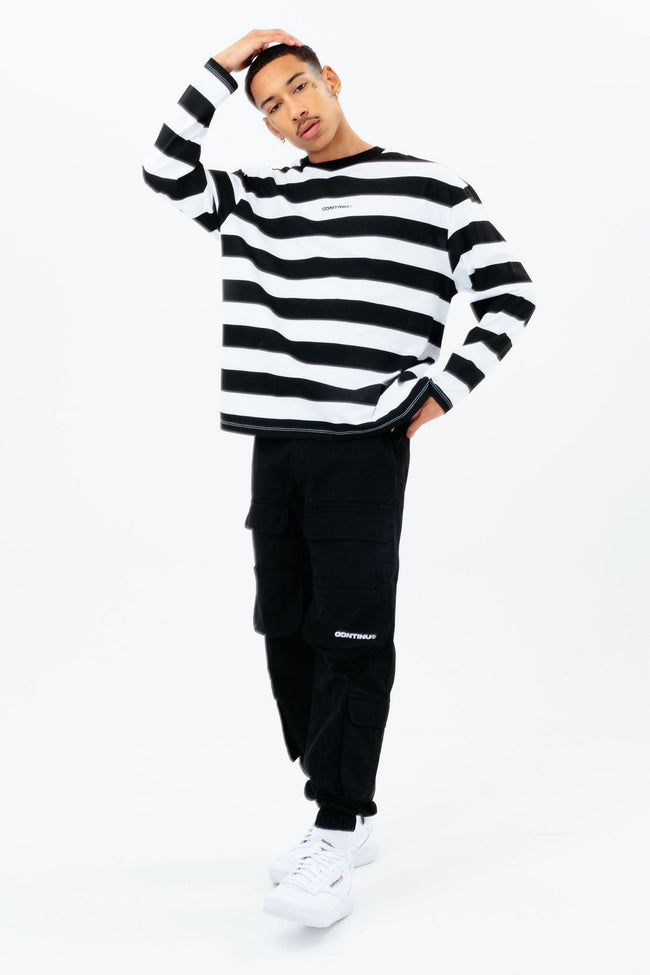 CONTINU8 BLACK STRIPE LONG SLEEVE T-SHIRT