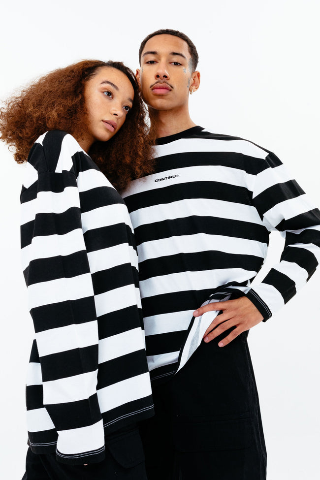 CONTINU8 BLACK STRIPE LONG SLEEVE T-SHIRT