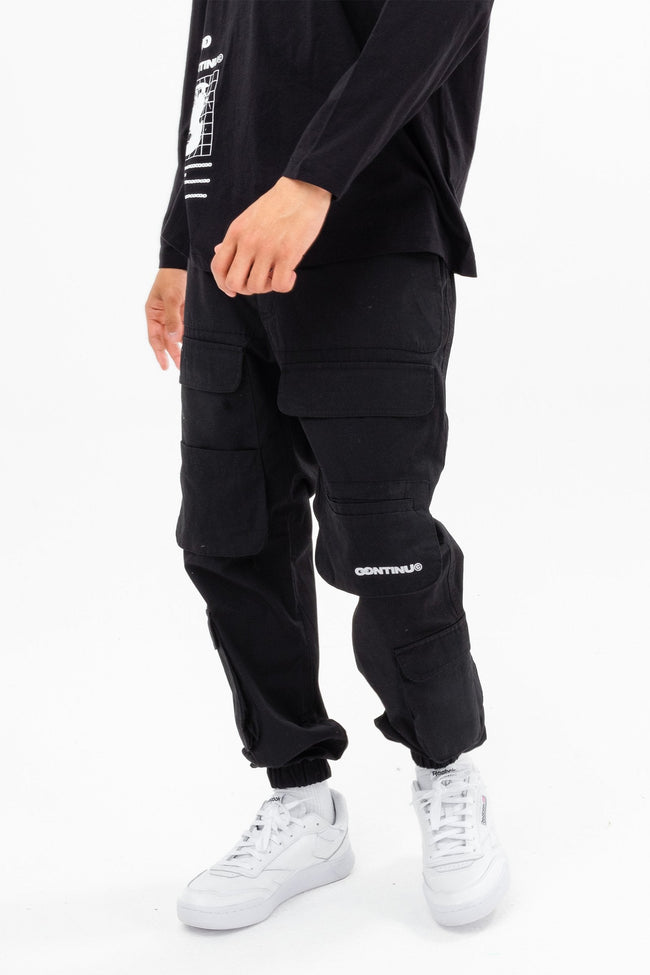 CONTINU8 BLACK CARGO PANTS