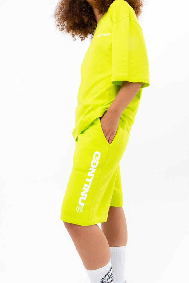 CONTINU8 NEON GREEN JERSEY SHORTS