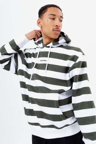 CONTINU8 KHAKI STRIPE OVERSIZED HOODIE