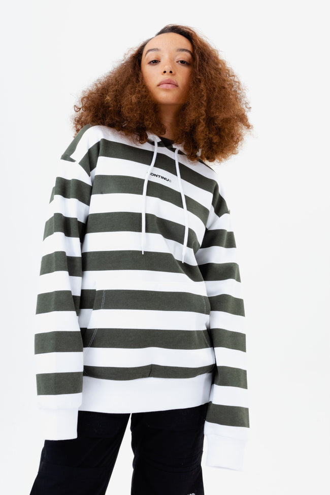 CONTINU8 KHAKI STRIPE OVERSIZED HOODIE