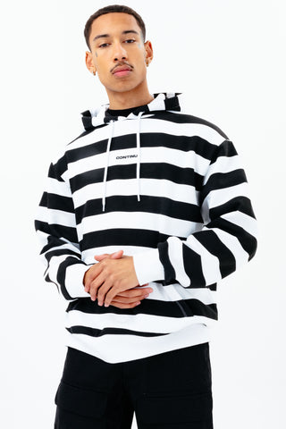 CONTINU8 WHITE BLACK OVERSIZED HOODIE