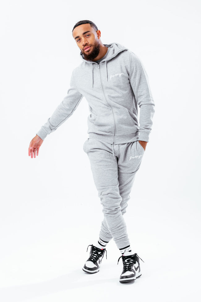 HYPE GREY MARL SCRIBBLE ZIP MEN'S HOODIE