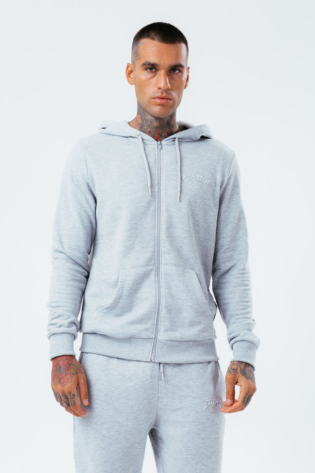 HYPE GREY MARL SCRIBBLE ZIP MEN'S TRACKSUIT SET