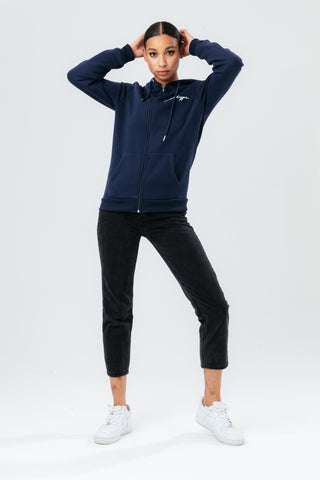 HYPE NAVY SCRIBBLE ZIP WOMEN'S HOODIE