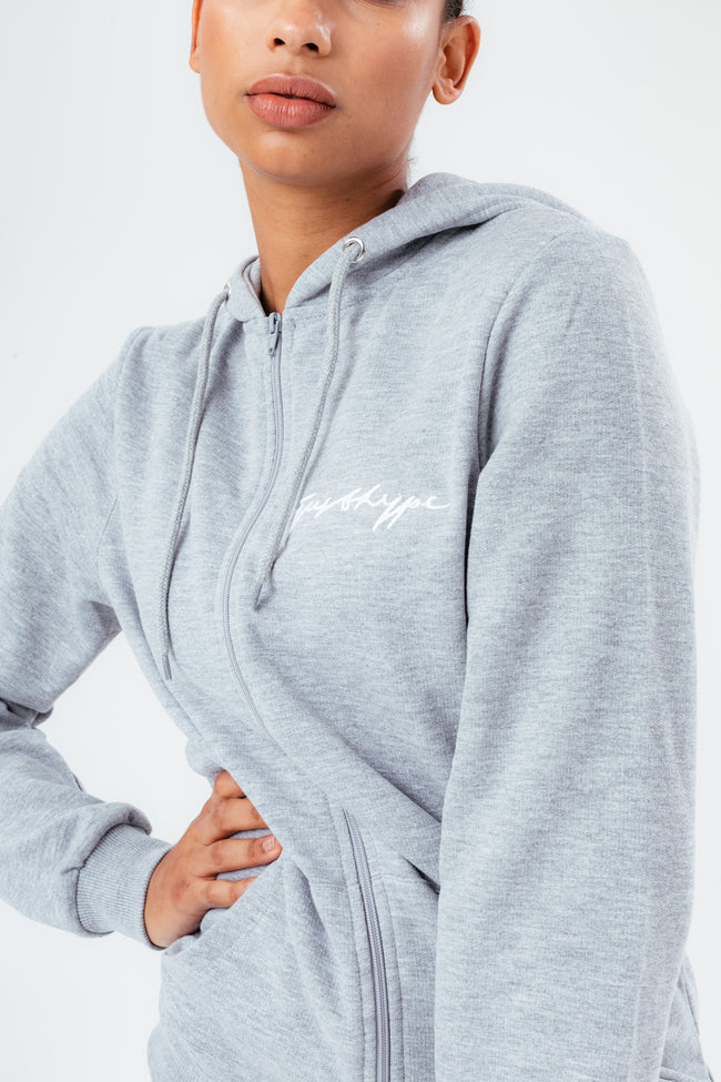 HYPE GREY SCRIBBLE ZIP WOMEN'S HOODIE