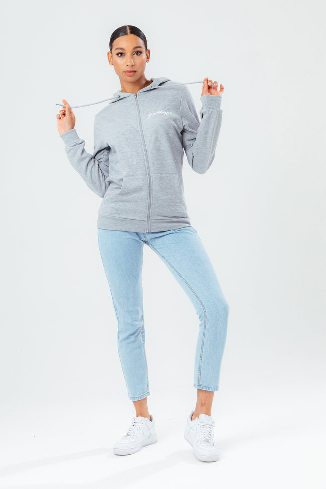 HYPE GREY SCRIBBLE ZIP WOMEN'S HOODIE