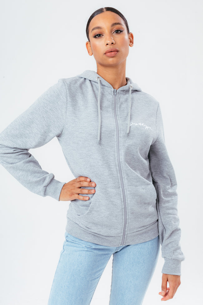 HYPE GREY SCRIBBLE ZIP WOMEN'S HOODIE