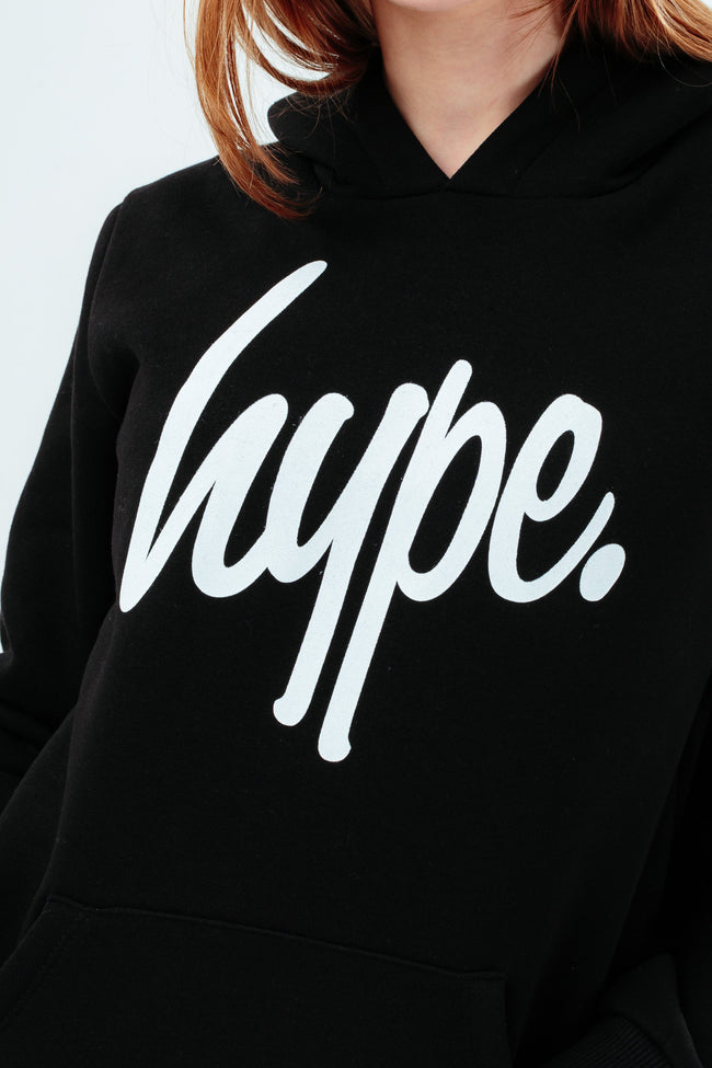 HYPE UNISEX KIDS BLACK SCRIPT HOODIE