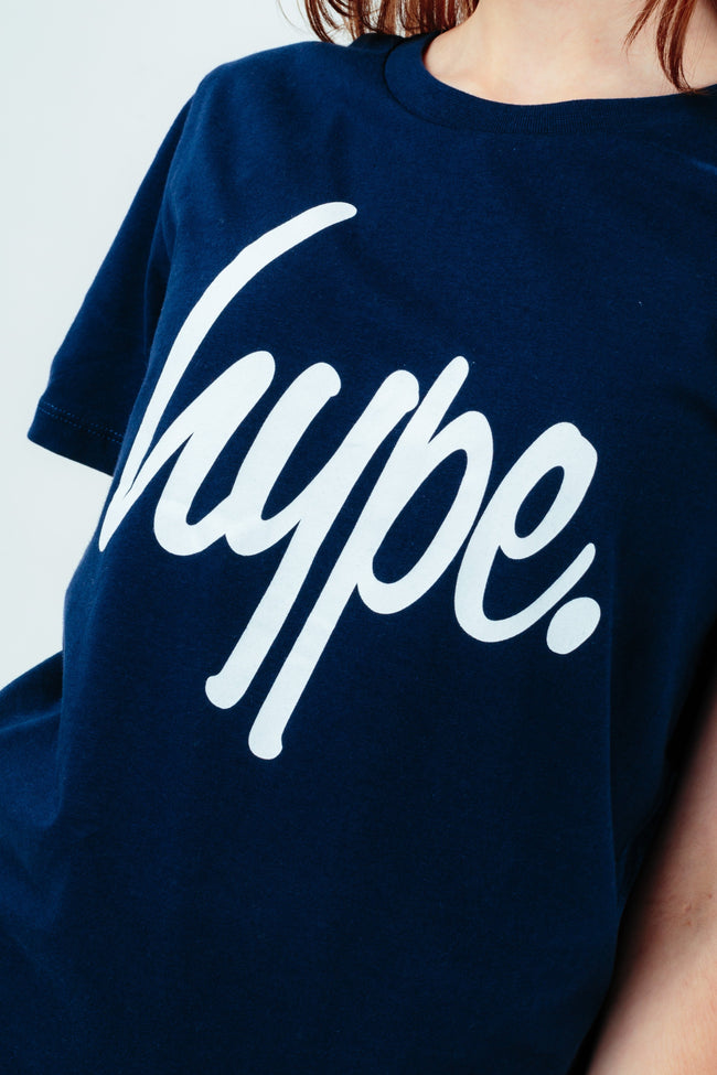 HYPE UNISEX KIDS NAVY SCRIPT T-SHIRT