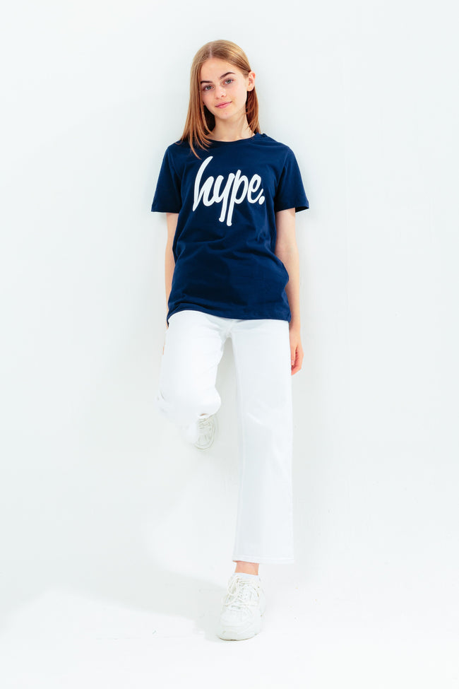 HYPE UNISEX KIDS NAVY SCRIPT T-SHIRT