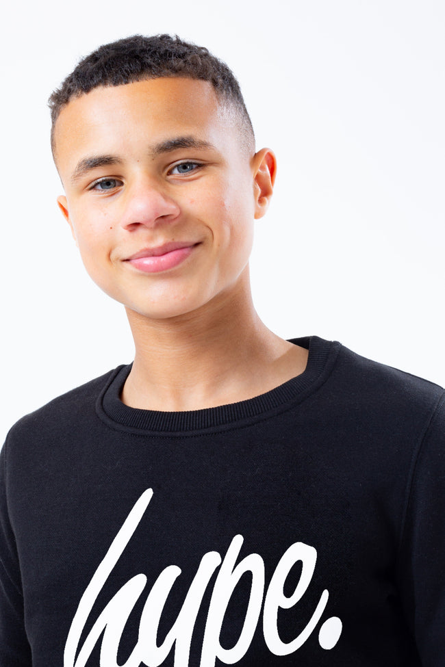 HYPE UNISEX KIDS BLACK SCRIPT CREW NECK