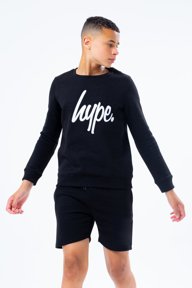 HYPE UNISEX KIDS BLACK SCRIPT CREW NECK