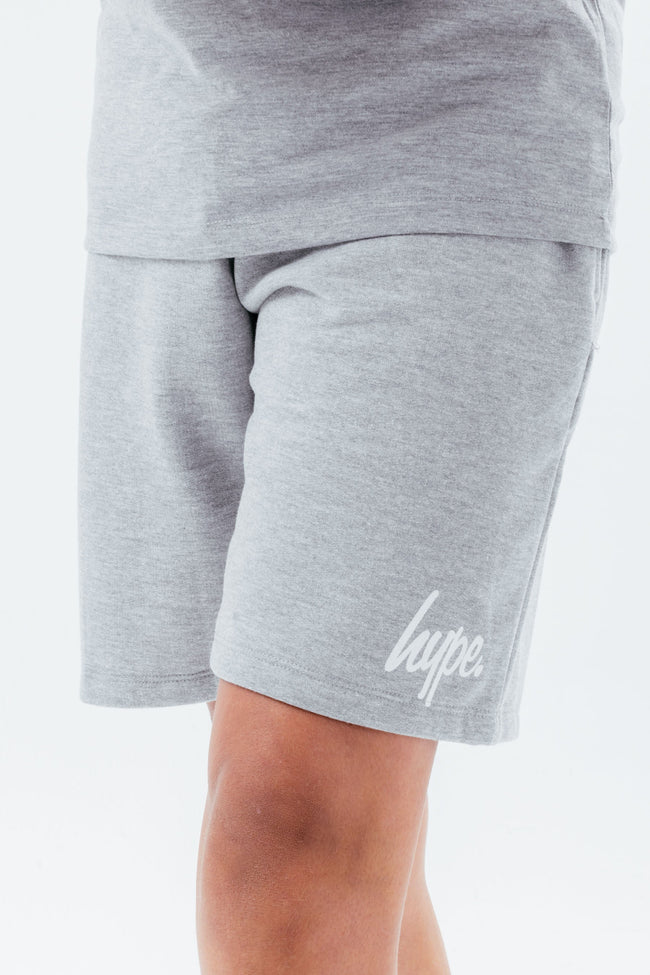 HYPE BOYS GREY MARL SCRIPT SHORTS