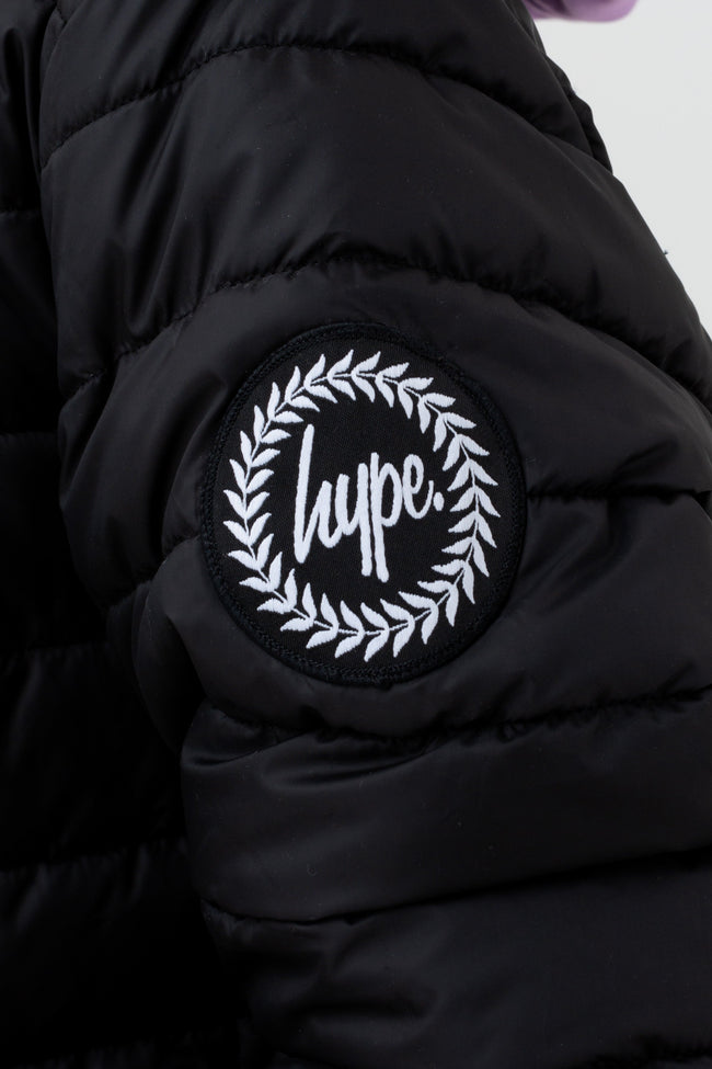 HYPE UNISEX KIDS BLACK LIGHTWEIGHT PUFFER JACKET