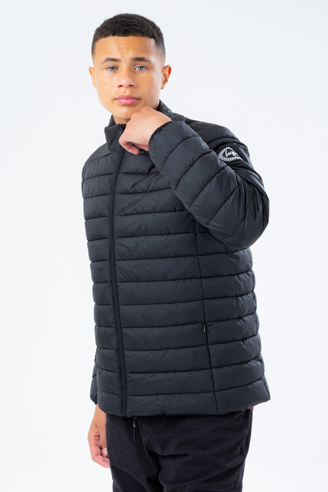 HYPE UNISEX KIDS BLACK LIGHTWEIGHT PUFFER JACKET