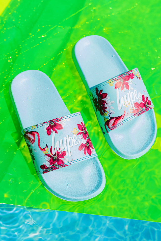 HYPE MINT FLORAL KIDS SLIDERS