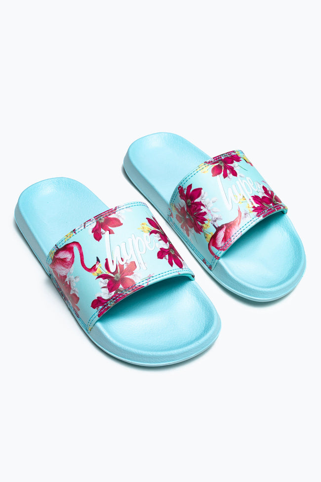 HYPE MINT FLORAL KIDS SLIDERS