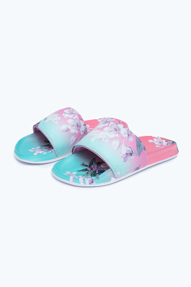 HYPE FLORAL FADE KIDS SLIDERS