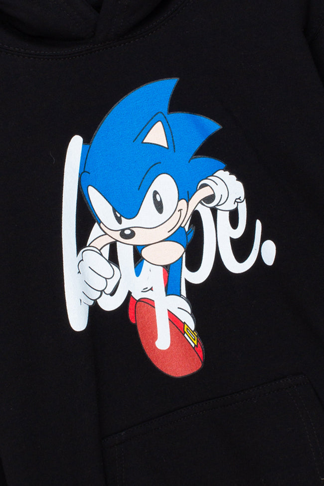 HYPE X SONIC GIRLS BLACK SONIC SCRIPT HOODIE