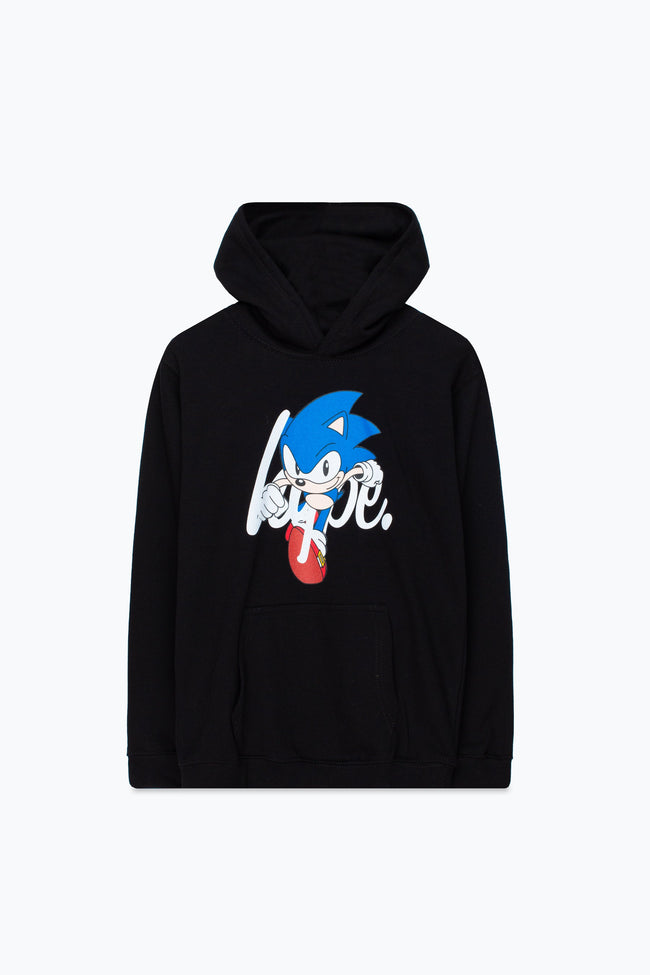 HYPE X SONIC GIRLS BLACK SONIC SCRIPT HOODIE