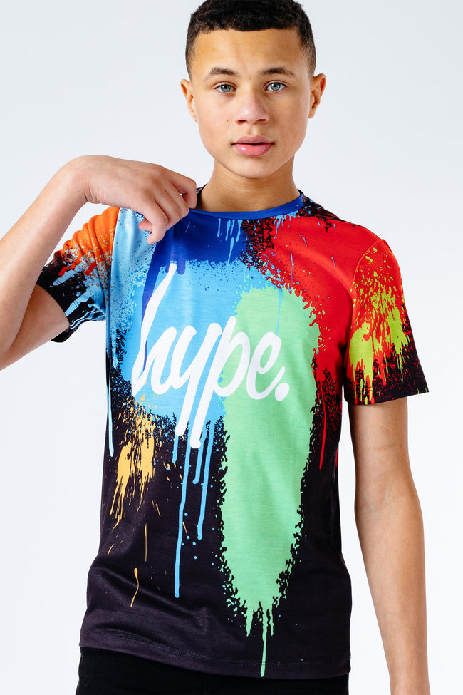 HYPE BLACK SPRAY DRIPS KIDS T-SHIRT