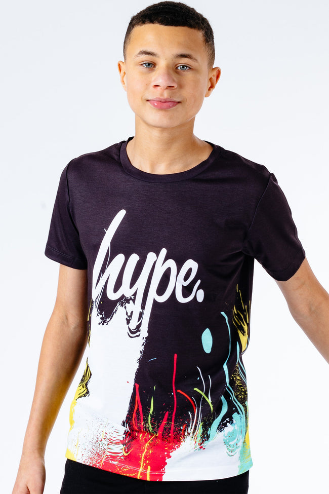 HYPE INVERT BLACK SPRAY DRIPS KIDS T-SHIRT