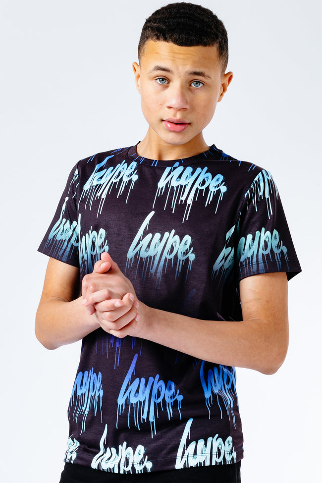 HYPE BLUE DRIPS REPEAT LOGO KIDS T-SHIRT