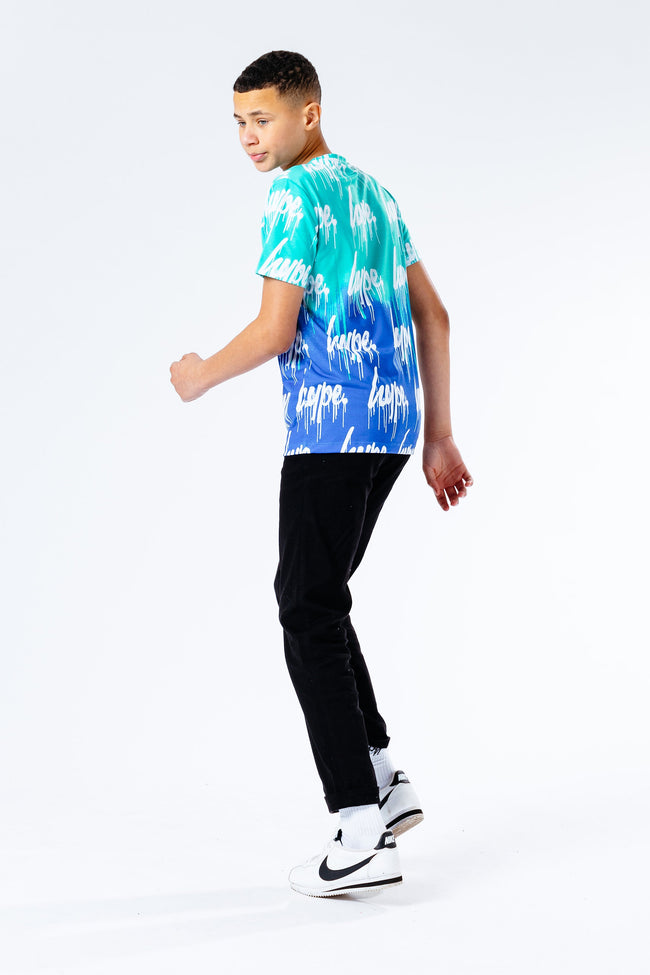 Hype Aqua Drips Repeat Logo Kids T-Shirt