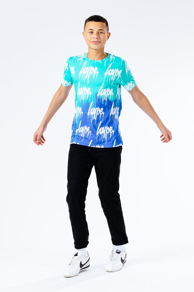 Hype Aqua Drips Repeat Logo Kids T-Shirt