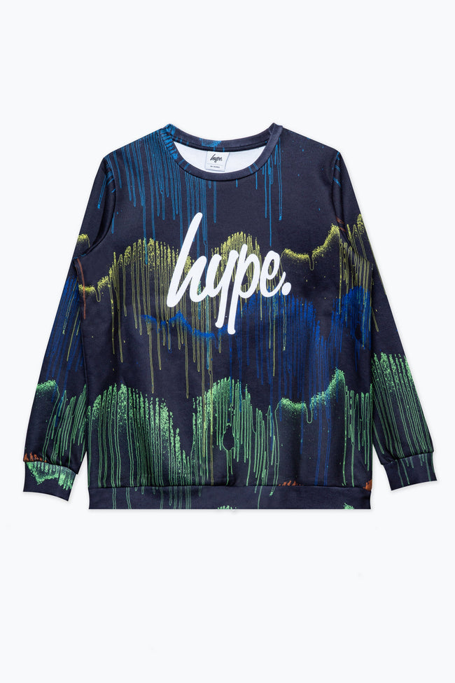 Hype Rainbow Drips Kids Crewneck