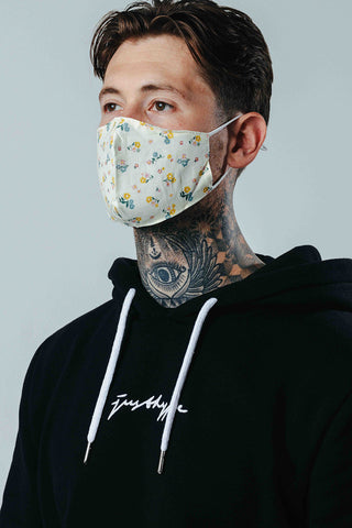 Hype Adult White Floral Adjustable Face Mask